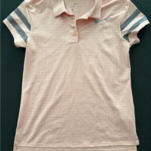 Nike Kids' Light Pink golf shirt with Gray Stripes